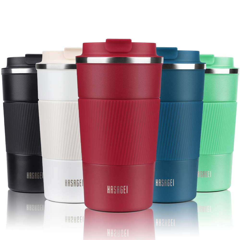 HASAGEI Travel Mug, Insulated Coffee Cup with Leakproof Lid - Vacuum Insulation Stainless Steel for Hot and Cold Water Coffee and Tea Red, 380ml