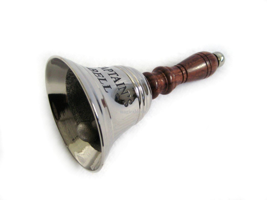 Small Nickelplated Brass Engraved Hand Bell with Wood Handle Amazon