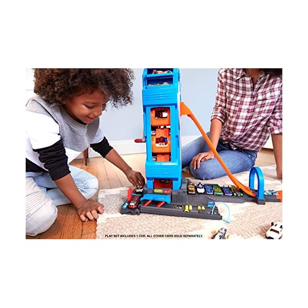 Hot Wheels FTB68 - City Power Parkgarage und Parkhaus mit Rennbahn, Garage für 35+ Autos inkl. 1 Spielzeugauto, ca. 57 cm hoch, für Kinder ab 5 Jahren – Bild 7