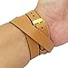 Fitbit Bracelet for FitBit Flex Fitness Trackers - The KATE Brushed Metal and Premium Vegan Leather Buckle Fitbit Bracelet - Alternative to Tory Burch Fitbit (Tan and Gold, S/M)
