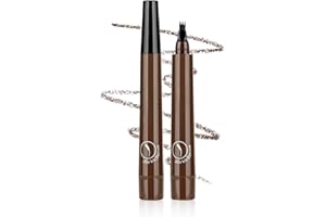 WEGODAL 2024 New Magic Eyebrow Pencil, Waterproof Microblading Eyebrow Pencil Contouring Pen 4 Tipped Precise Brow Pen, Fine Stroke Microblading Eyebrow Pencil Creates Natural Makeup Effect (E-dark brown)