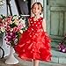 NNJXD Girl Dress Kids Ruffles Lace Party Wedding Dresses Size 5-6 Years Red(130)