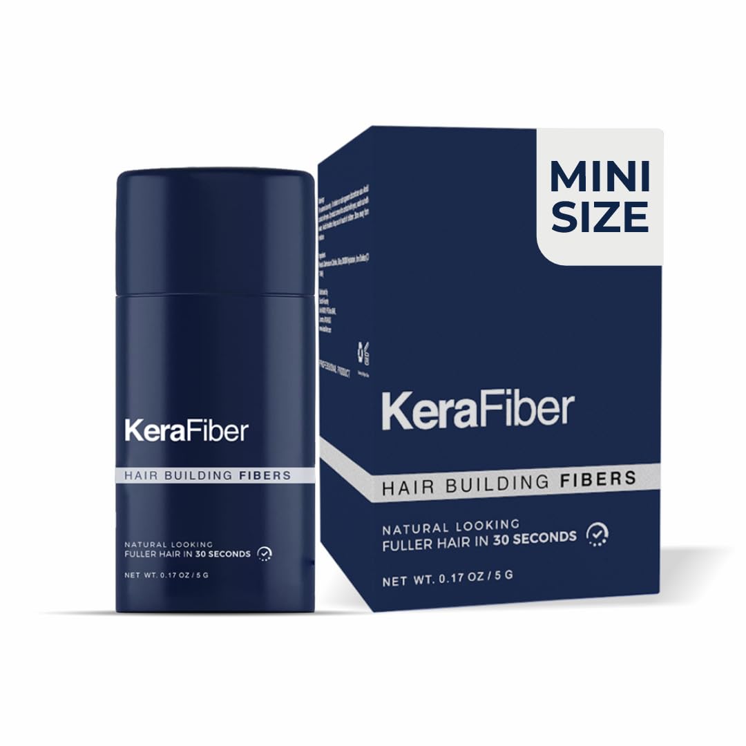 KeraFiber Professional-Natural Keratin Hair Building Fibres for Men and Women, Full Head of Hair in 30 Seconds (5g/0.17oz)- Travel Pack, Black, Unscented, Powder, Unisex Adult