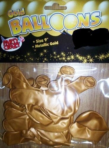 Party Balloons - 15 Pack - 9" - Metallic Gold