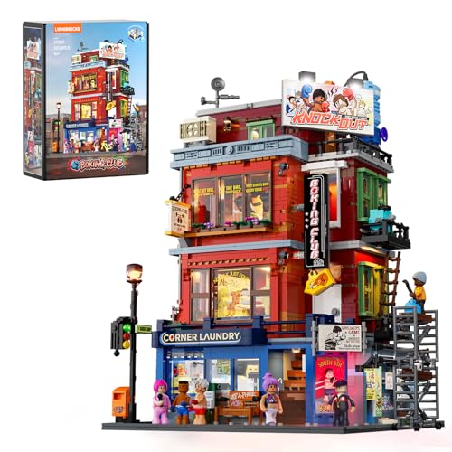 LUMIBRICKS Street Fusion Boxing Club Lighting Building Bricks Set - City Town Modular Playset Collection Display kit with Minifigures 3036 Pcs for Adults & Teens & Life Enthusiasts