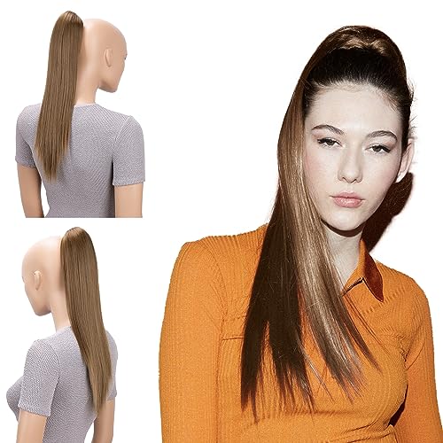 CAISHA 20" Hairpiece Ponytail Clip On Extensions With Butterfly Claw Straight Brown H72 — image 1