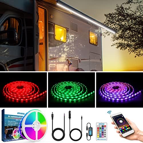 Kohree 20FT RV Awning Led Light Kit, RGB Dimmable Waterproof 12V Strip