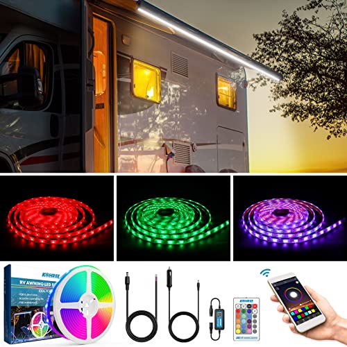 Kohree RV Awning Led Light Kit, 20FT RGB Dimmable Waterproof 12V Strip
