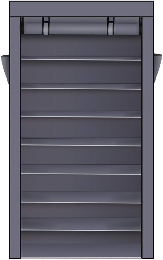 ONECK Canvas Fabric Shoe Rack, Standing Storage Organizer, Stackable Shoes Storage Shelves (10-Tier Extra-wide Shoe Cabinet, Grey)