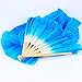Agile-Shop 1.8M Hand Made Belly Dance Dancing Silk Bamboo Long Fans for Party Stage Performance (Blue)