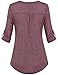 Vivilli Women's Henley V Neck Cuffed Sleeve Soft Shirred Blouse Tops