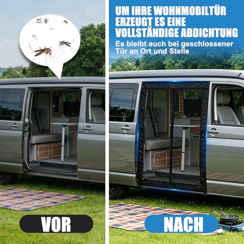 Magnetic Mosquito Net for VW T5 T6 Sliding Door, Insect Net and Fly Screen with Shade Net, Sun Protection as Camping Accessory for Multivan