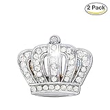 Bling Car Decoration 3D Decal Sticker Crystal + Crown Car Emblem Exterior & Interior Accessory ×2 Pack (3D Crown Small Silver)