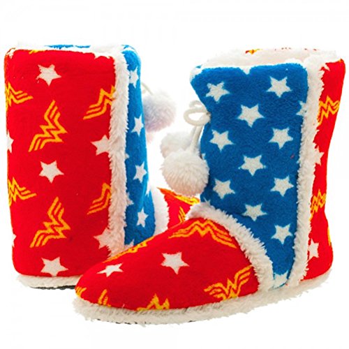 Wonder Woman Super Soft Boot Slippers With Pom Large 9-10 Costume Accessory