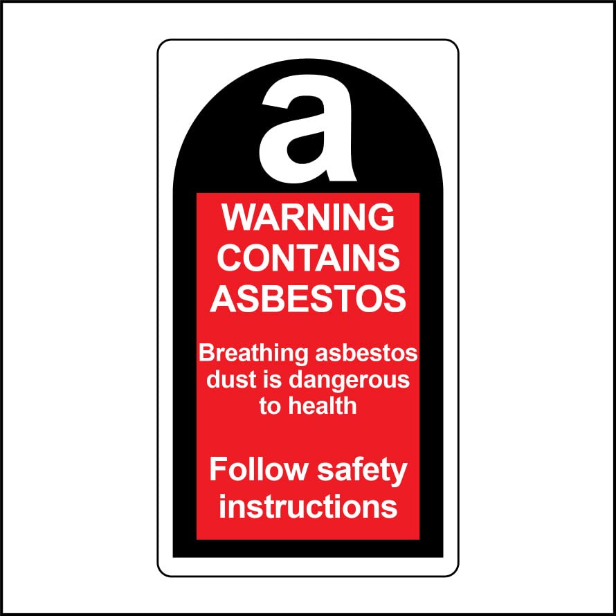 32 Warning Contains Asbestos 28MM x 50MM Safety Labels - (32 pack)