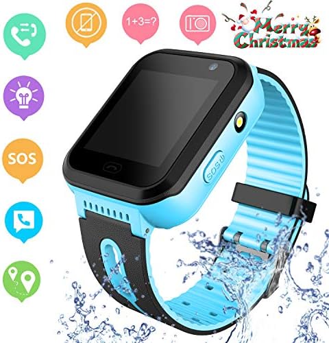 Kids Smart Watch GPS LBS Tracker Child Watch Phone Digital Wrist Watch SOS Alarm Clock Camera Flashlight Phone Watch for Children Age 3-12 Boys Girls with iOS/Android (DXSS7-Blue)