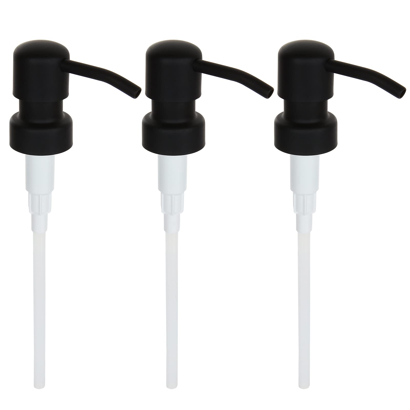 SENENQU 3pcs Soap Dispenser Pump Replacement, Stainless Steel Replacement Pump for Soap Dispenser, Black Bottle Pump Head with 28mm Thread for Liquid Lotion Jars Bottles