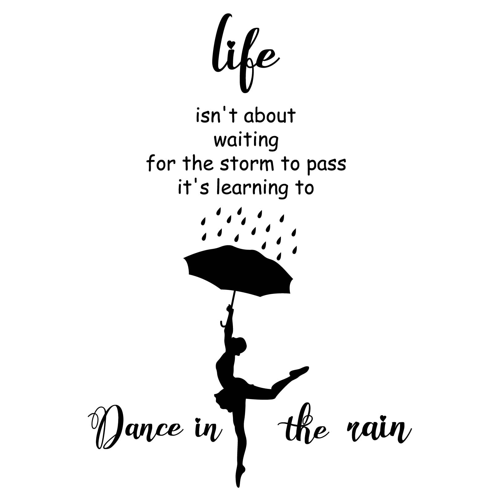 SUPERDANT Dance in The Rain Wall Decals Motivational Quotes Wall Stickers Saying Wall Decor Vinyl Wall Art Sticker Decoration for Living Room Bedroom Bathroom Wall Sticker Vinyl Transfer