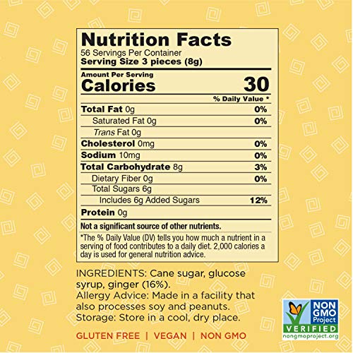 GIN GINS Double Strength Hard Ginger Candy by The Ginger People Anti