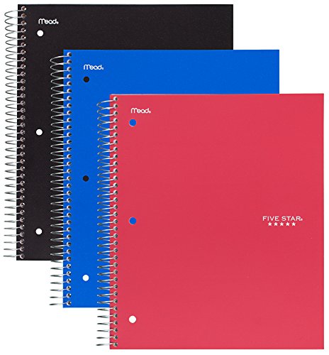 Five Star Spiral College Ruled Notebook, 1 Subject, Wired Note Book with Pockets, 100 Sheets, Home School Supplies for…