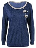 Women's Long Sleeve Button Knitted Blouse Cowl Neck Pullover Casual Tunic Tops