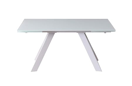 Meubletmoi Tavolo Allungabile In Vetro Bianco 160240 Cm