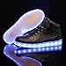 Black 7 Colors Women Men High Top USB Charging LED light Shoes Flashing Sneakers 44