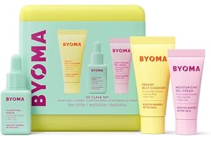 BYOMA So Clear Set - Barrier Repair Skincare Set for Acne Prone Skin - Creamy Jelly Cleanser, Clarifying Face Serum & & Gel-Cream Moisturizer - Unclogs Pores, Targets Blemishes - 30ml, 15ml, 15ml