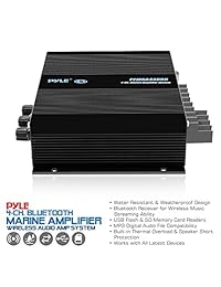 Amplificador marino de 4 canales Pyle   Potencia compacta 400 vatios RMS 4 OHM Estéreo de rango completo e impermeable   Receptor de audio inalámbrico Bluetooth con pantalla LCD digital   PFMRA440BB