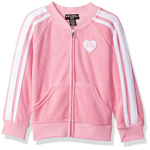 XOXO Little Girls' Velour Zip Front Jacket, Candy Pink, 5/6