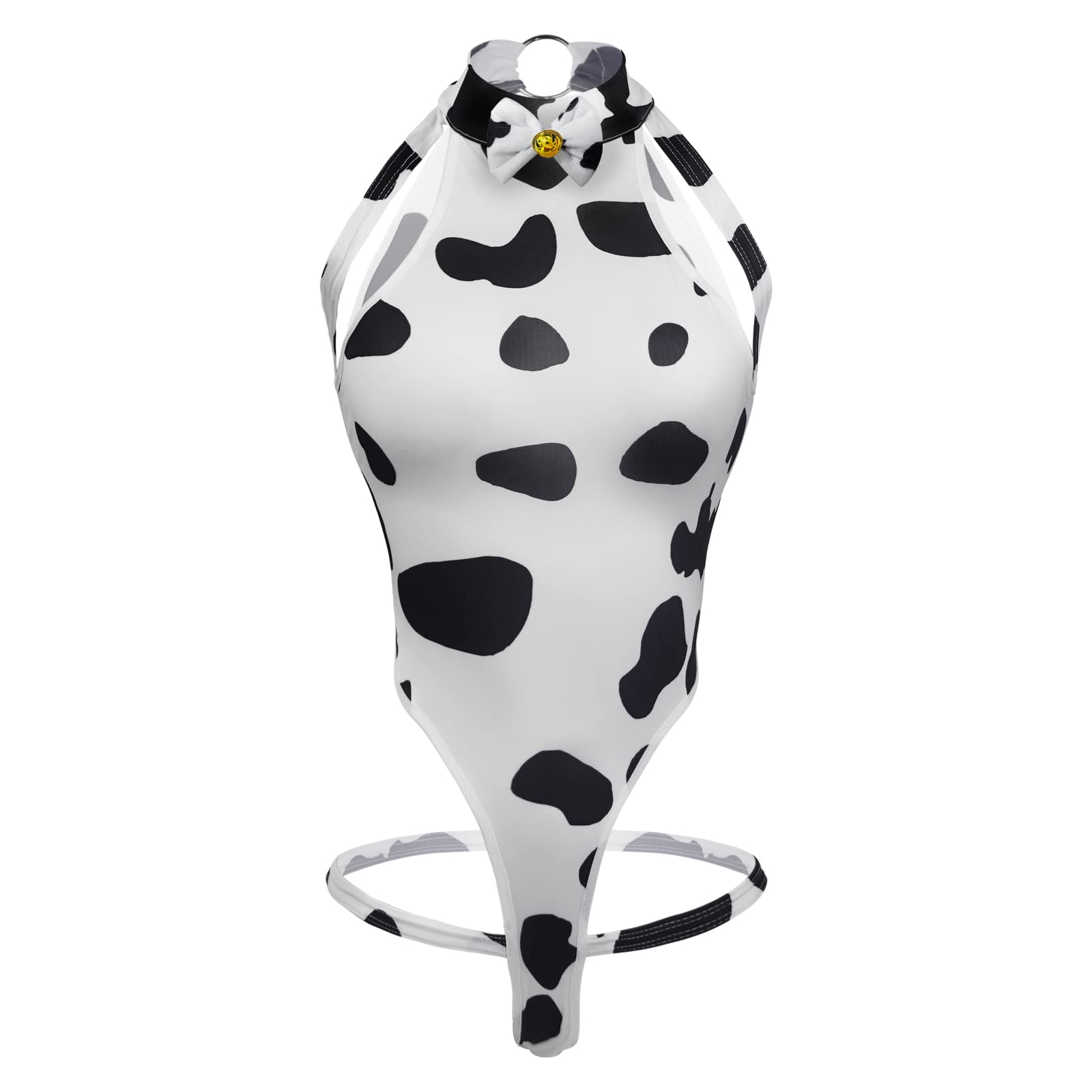 paloli Womens Anime Cow Cosplay Bikini Lolita Kawaii Bra and Panty Set Japanese Underwear White Stocking