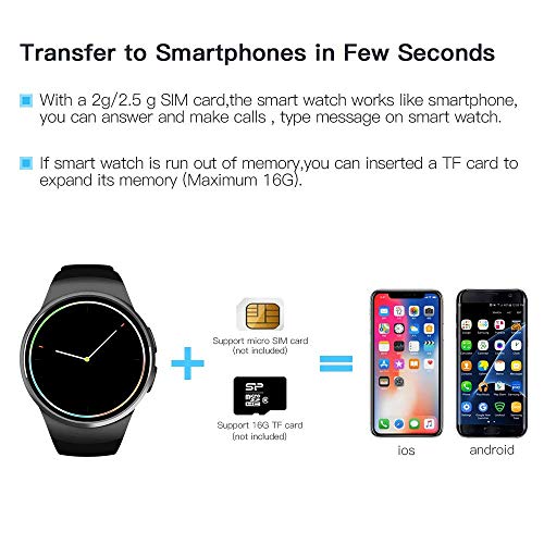 Evershop Smart Watch Phone with TF SIM Card Slot for Men Women, 1.5 inches IPS Round Touch Screen Fitness Tracker Watch with Heart Rate Monitor,Sleep Monitor, Pedometer for Android iOS