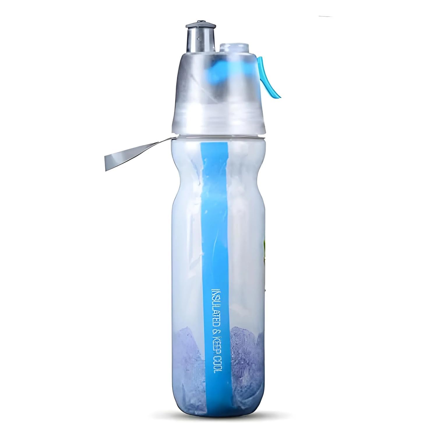 Greneric Portable Sports Misting Water Cup, Reusable Squeeze Spray Bottle Mist Lock Design Double Wall Insulated Leak-proof Travel Hiking Cycling Camping Gym 500ML (BLUE)