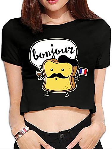 Shenigon French Toast Top T-Shirts Dew Navel Shirt Black