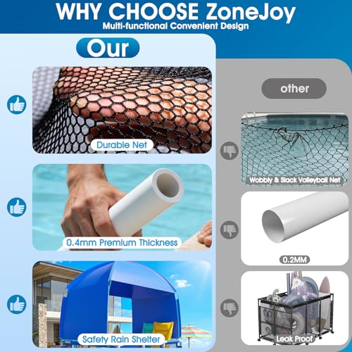 ZoneJoy Pool Float Storage with Canopy,Pool Storage Bin XXX-Large,Outdoor Pool Toy Storage Organizer for Pool, Floats & Balls, Outdoor Pool Toy Storage with Rolling Cart for Swimming Equipments