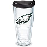 Tervis Made in USA Double Walled NFL Philadelphia Eagles Insulated Tumbler Cup Keeps Drinks Cold & Hot, 24oz - Black Lid, Primary Logo