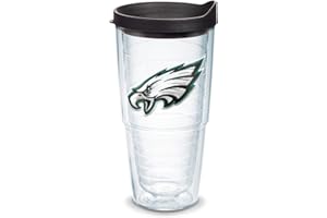 Tervis Made in USA Double Walled NFL Philadelphia Eagles Insulated Tumbler Cup Keeps Drinks Cold & Hot, 24oz - Black Lid, Primary Logo