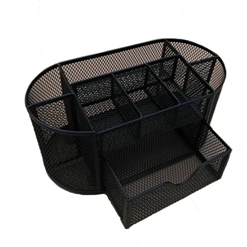 Desktop Organizer,Napoo Desktop Stationery Storage Box Collection Storage Compartments Multifunctional Office Desk Organizer Caddy Pen Pencil Holder or Space Saving Suitable (Black)