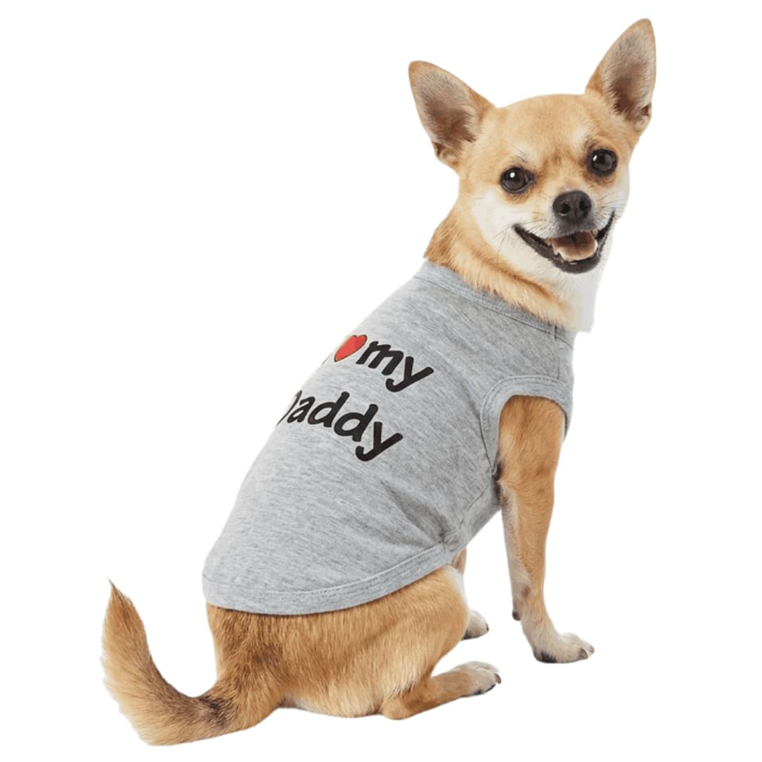 DroolingDog Dog Shirt Medium Dog Clothes I Love My Daddy Pattern Pet T Shirts for Medium Dogs, XL, Grey