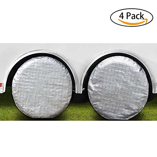 CarCare Tire Cover for RV Auto Truck Car Camper Trailer Waterproof Sun-proof fits 30"-32" Tire Diameters, Silver, 4 Pack - Thumbnail 5