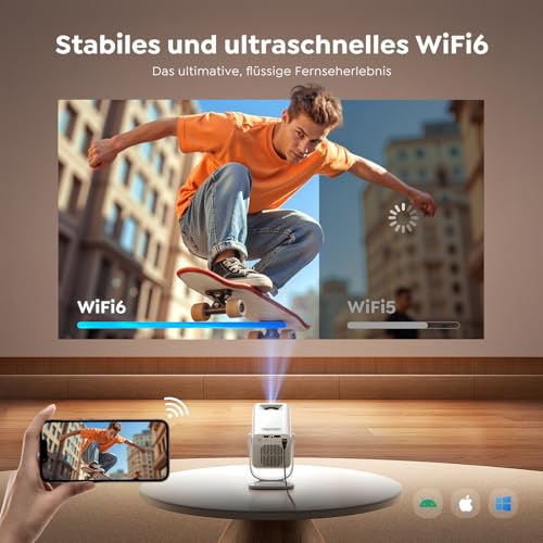 Mini Projector 4K 1080P Support [Android 13 & 270° Rotation] Compact Smart Projector with WiFi 6 & Bluetooth 5.4, Portable Home Theater Outdoor with Auto Keystone for HDMI/Android/iOS/PC/USB