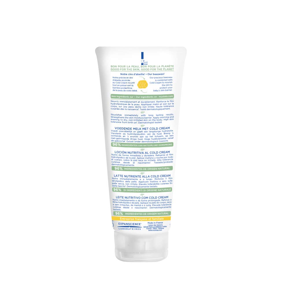 Mustela Baby Nourishing Lotion – Daily Body Lotion for Dry Skin - with Natural Avocado, Cold Cream & Beeswax - 6.76 fl. oz. - Packaging may vary