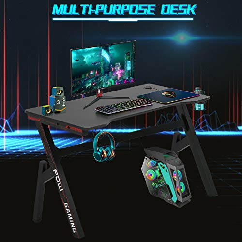 Computer Desk,Gaming Desk43.2'/ 45.2"/47.2" Student PC Desk Writing Desk Office Desk Extra Large Modern Ergonomic Racing Style Table Workstation Carbon Fiber Cup Holder Headphone Hook (45.2 inches) - Image 3
