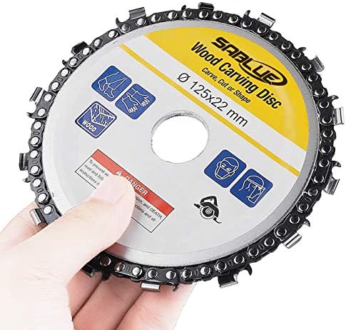 SABLUE 5 Inch Wood Carving Disk 14 Tooth Angle Grinder Disc Chain Woodworking Chain Wheel Cut Carving Chainsaw Blade Set for 125 mm Angle Tool