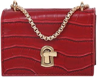 Frauentasche Damen Mini Steinkorn Umhängetasche Kleine Kette Handtasche Kleine Tasche Pu Leder Handtasche Dame Abendtasche Rot