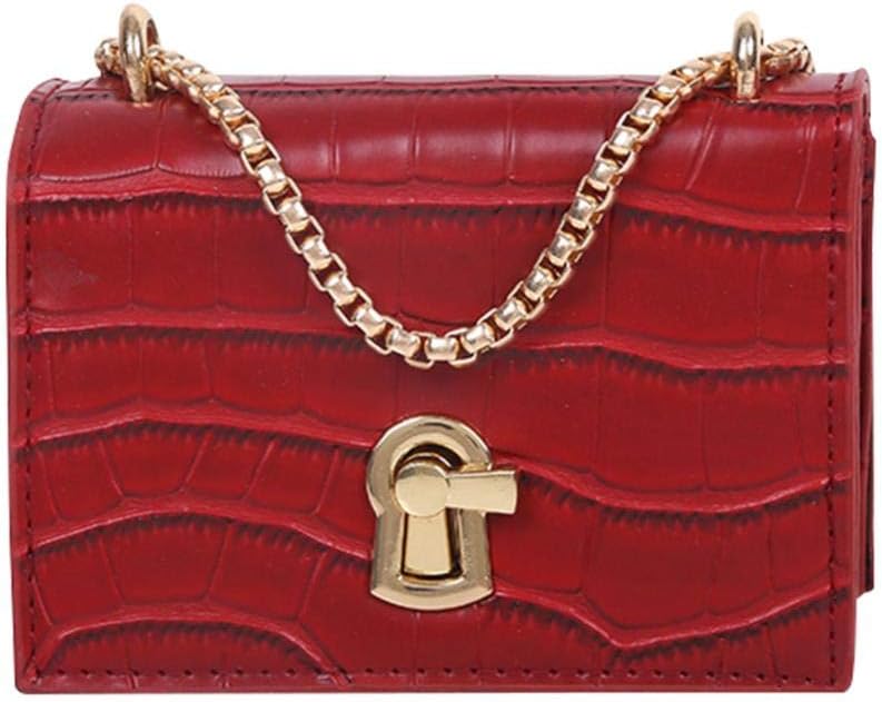 Frauentasche Damen Mini Steinkorn Umhängetasche Kleine Kette Handtasche Kleine Tasche Pu Leder Handtasche Dame Abendtasche Rot