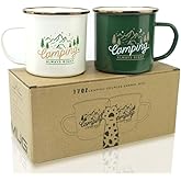 Roadmap Camping Gifts Camping Mugs Set of 2 Travel Holiday Enamel Coffee Cup 17OZ Big Capacity 304SS Golden Rim for Drinking Outdoor Couples Anniversary Wedding Christmas Valentines Day His and Hers