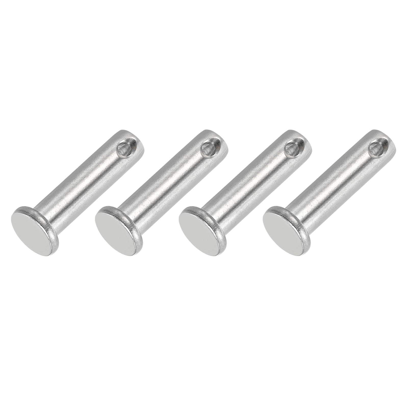 PATIKIL 8 x 30 Mm Single Hole Clevis Pins, 4 Pcs 304 Stainless Steel Flat Head Pin for Hitch Pin Lock Link Hinge Systems, Silver