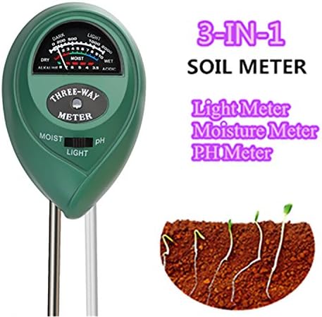 HNRLOY Soil pH Meter, 3 in 1 Soil Moisture Meter, Light and Soil PH Acidity Tester, Soil Tester Kit Tools For Garden, Farm, Lawn, Indoor &amp; Outdoor (No Batteries needed)