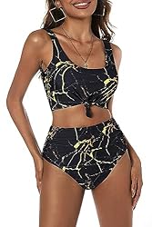 ZAFUL Women's Knotted Front Tankini Set High